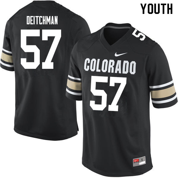 Youth #57 John Deitchman Colorado Buffaloes College Football Jerseys Sale-Home Black - Click Image to Close